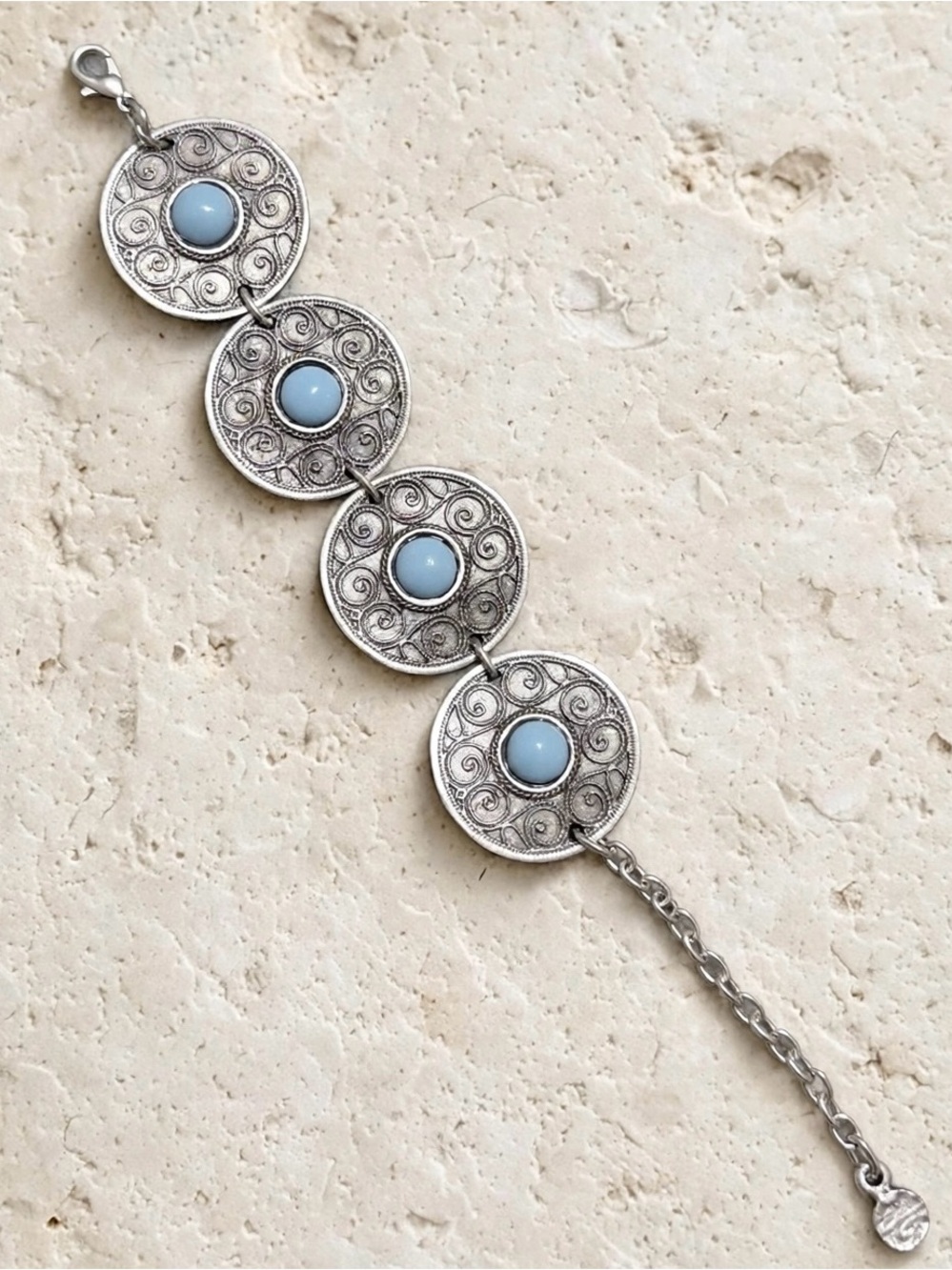 Boho Genuine Turkish Zamak Antique Silver Plated Ottoman Bracelet